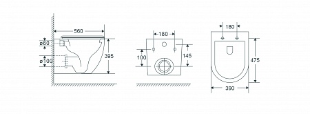 Подвесной унитаз безободковый Terminus Енисей Монолит 560х390 белый Ишимбай - фото 8